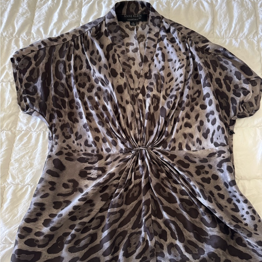 Anne Klein Leopard Print Twist Front Blouse